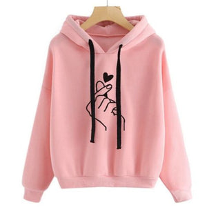 Harajuku Unisex Hoodies Sweatshirt Pullover Tops Autumn Winter Women Men Unisex Heart Printed Hooded Casual Long-sleeved Coat