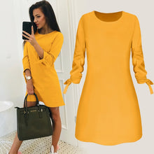 Load image into Gallery viewer, Ladies One-pieces Dress Solid Color Rounded Neck Long Sleeves Casual Dress for Spring Autumn AIC88