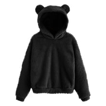 Load image into Gallery viewer, Fluffy Velvet Long Sleeve Fleece Sweatshirt Autumn Winter Women&#39;s Warm Bear Shape Fuzzy Hoodie Pullover Hoody Sweatshirts Mujer