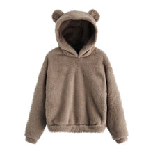 Load image into Gallery viewer, Fluffy Velvet Long Sleeve Fleece Sweatshirt Autumn Winter Women&#39;s Warm Bear Shape Fuzzy Hoodie Pullover Hoody Sweatshirts Mujer