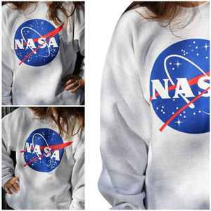 Ozhouzhan WOMEN'S Dress 2015 Autumn Clothing New Style NASA Printed Letter Loose-Fit Pullover plus Velvet Hoodie Women's 1110