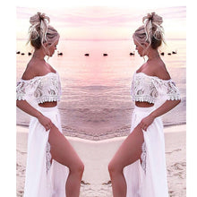 Load image into Gallery viewer, White Lace Beach Dress For Women Long Two Piece Beachwear Dresses 2019 Summer Sundresses Plus Size Dress Top Robe Blanche Dantel