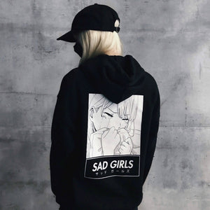 Otaku Anime Sad Girls Manga Printing Long-sleeved Anime Hoodie