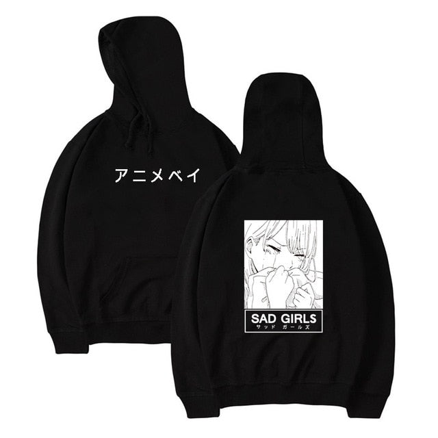 Otaku Anime Sad Girls Manga Printing Long-sleeved Anime Hoodie