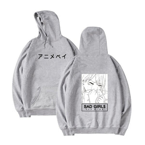 Otaku Anime Sad Girls Manga Printing Long-sleeved Anime Hoodie