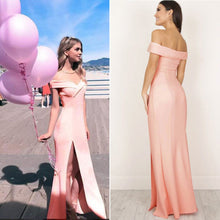 Load image into Gallery viewer, Hot Women&#39;s Off Shoulder Dresses Casual Long Maxi Evening Party Beach Long Dress Solid Pink Black V-neck Summer Costume